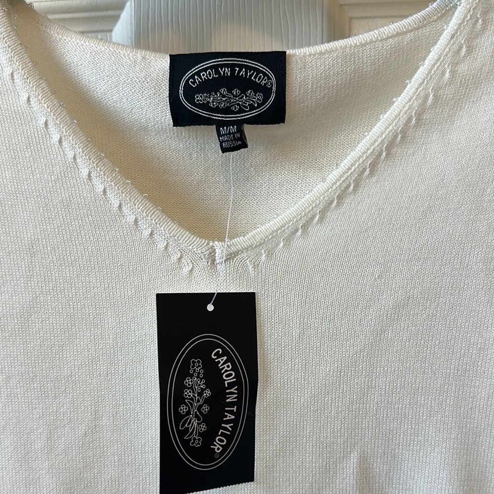 Carolyn Taylor Cream V-Neck Sweater